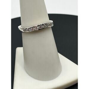 S.S. Sterling Silver 925 Cubic Zirconia Half Eternity Wave‎ Band Ring Sz 7.5
